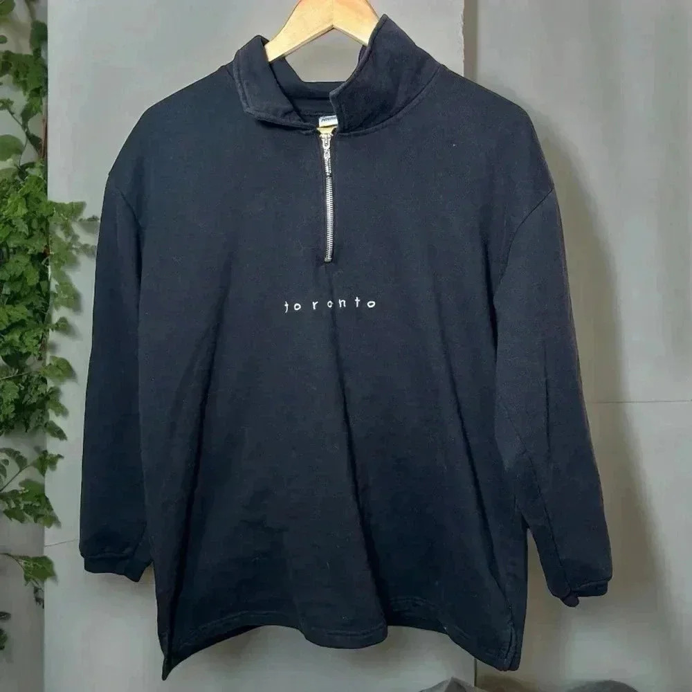 Vintage Toronto  y2k streetwear 1/4 zip sweater L - Picture 2 of 7